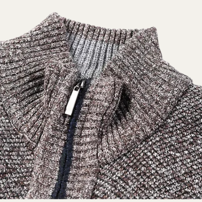 The Cherasco Men's Cotton Zip Up Knitted Cardigan with Inner Lining 2