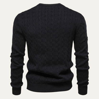 The Chesterfield Men’s Embroidered Crew Neck Cable Knit Jumper 1