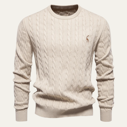 The Chesterfield Men’s Embroidered Crew Neck Cable Knit Jumper 2