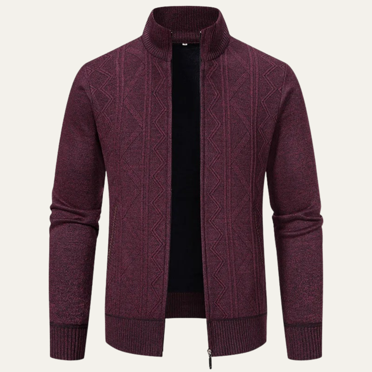 The Chianti Men’s High Neck Winter Zip Up Knit Cardigan 10