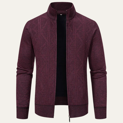 The Chianti Men’s High Neck Winter Zip Up Knit Cardigan 10