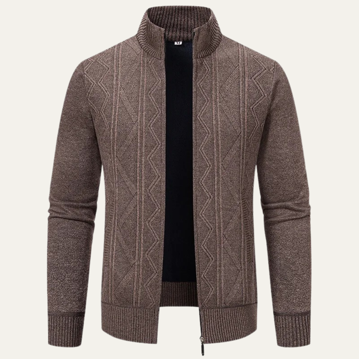 The Chianti Men’s High Neck Winter Zip Up Knit Cardigan 11