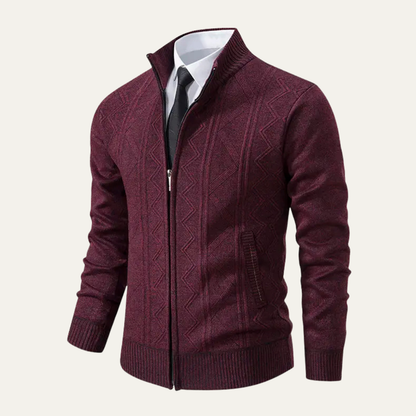 The Chianti Men’s High Neck Winter Zip Up Knit Cardigan 3