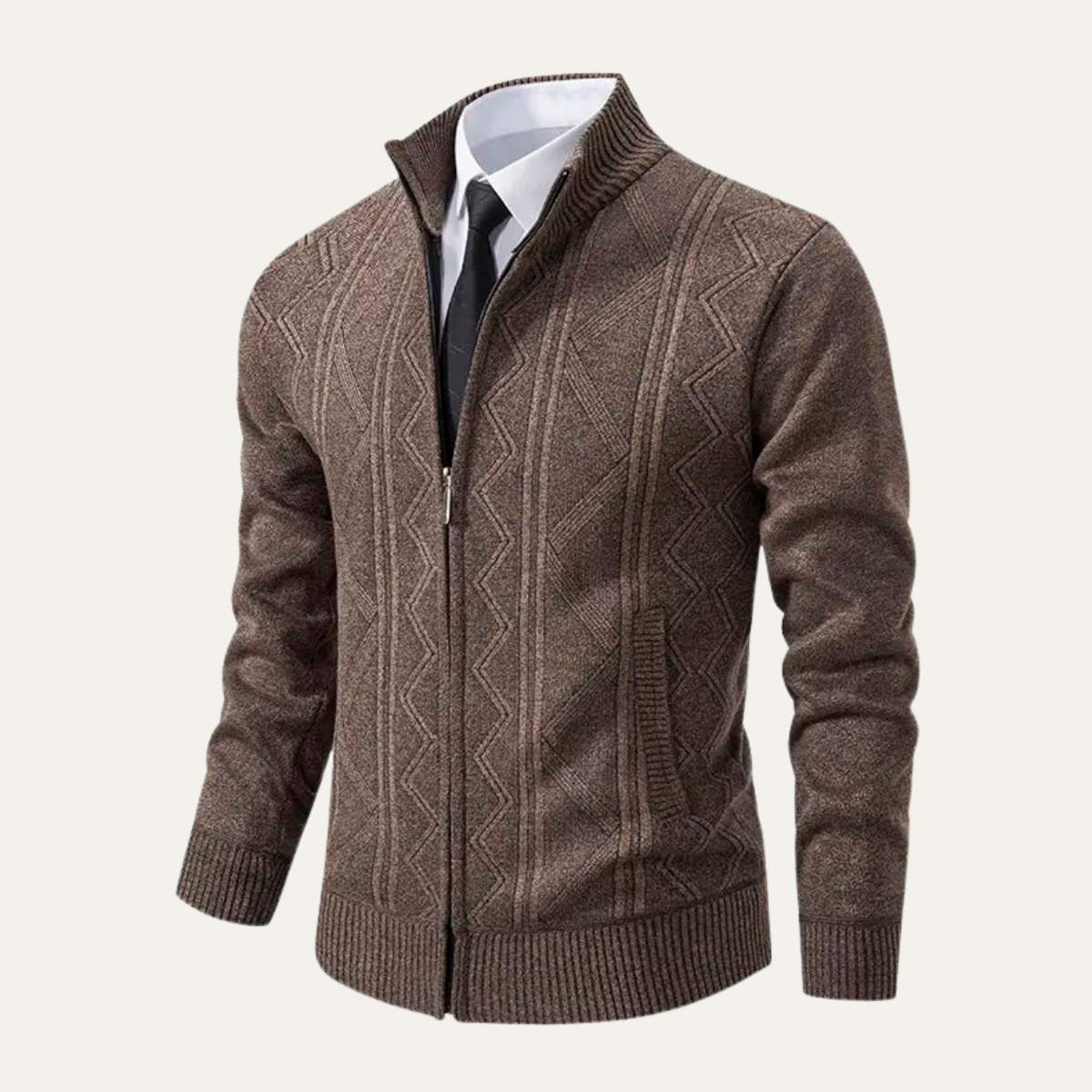 The Chianti Men’s High Neck Winter Zip Up Knit Cardigan 5