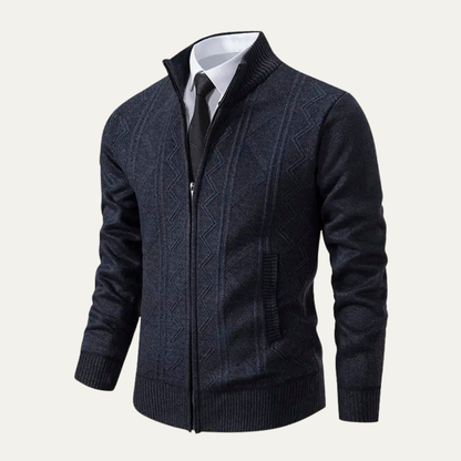 The Chianti Men’s High Neck Winter Zip Up Knit Cardigan 7