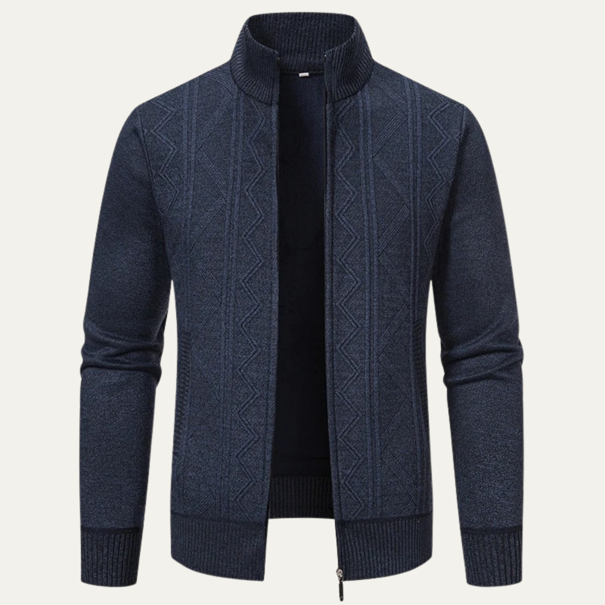 The Chianti Men’s High Neck Winter Zip Up Knit Cardigan 9