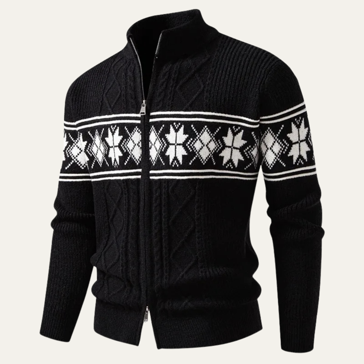 The Cisternino Men’s Nordic Zip Winter Cardigan with Classic Pattern 0