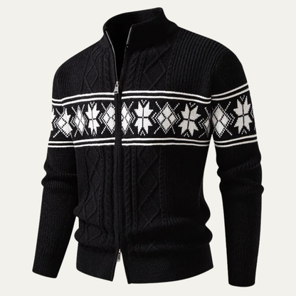 The Cisternino Men’s Nordic Zip Winter Cardigan with Classic Pattern 0