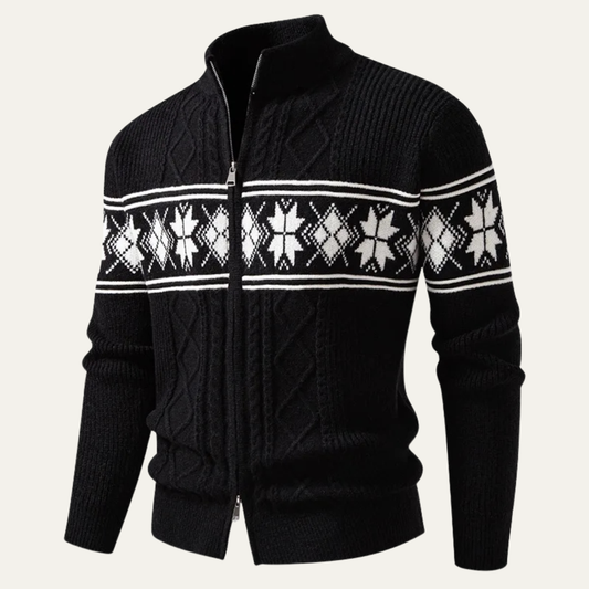 The Cisternino Men’s Nordic Zip Winter Cardigan with Classic Pattern 0
