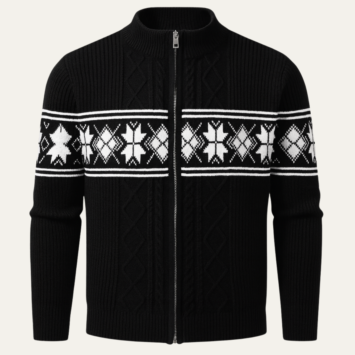 The Cisternino Men’s Nordic Zip Winter Cardigan with Classic Pattern 1