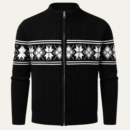 The Cisternino Men’s Nordic Zip Winter Cardigan with Classic Pattern 1
