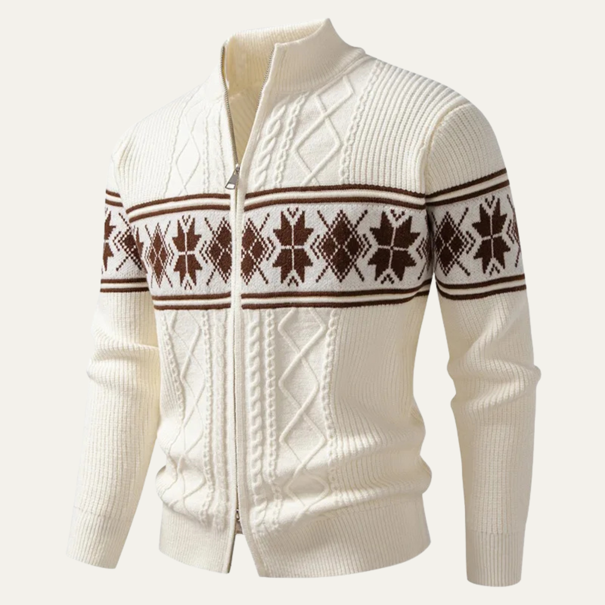 The Cisternino Men’s Nordic Zip Winter Cardigan with Classic Pattern 2