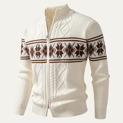 The Cisternino Men’s Nordic Zip Winter Cardigan with Classic Pattern 2