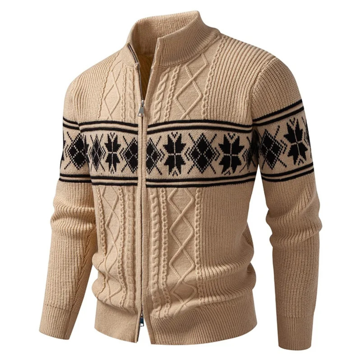 The Cisternino Men’s Nordic Zip Winter Cardigan with Classic Pattern 4