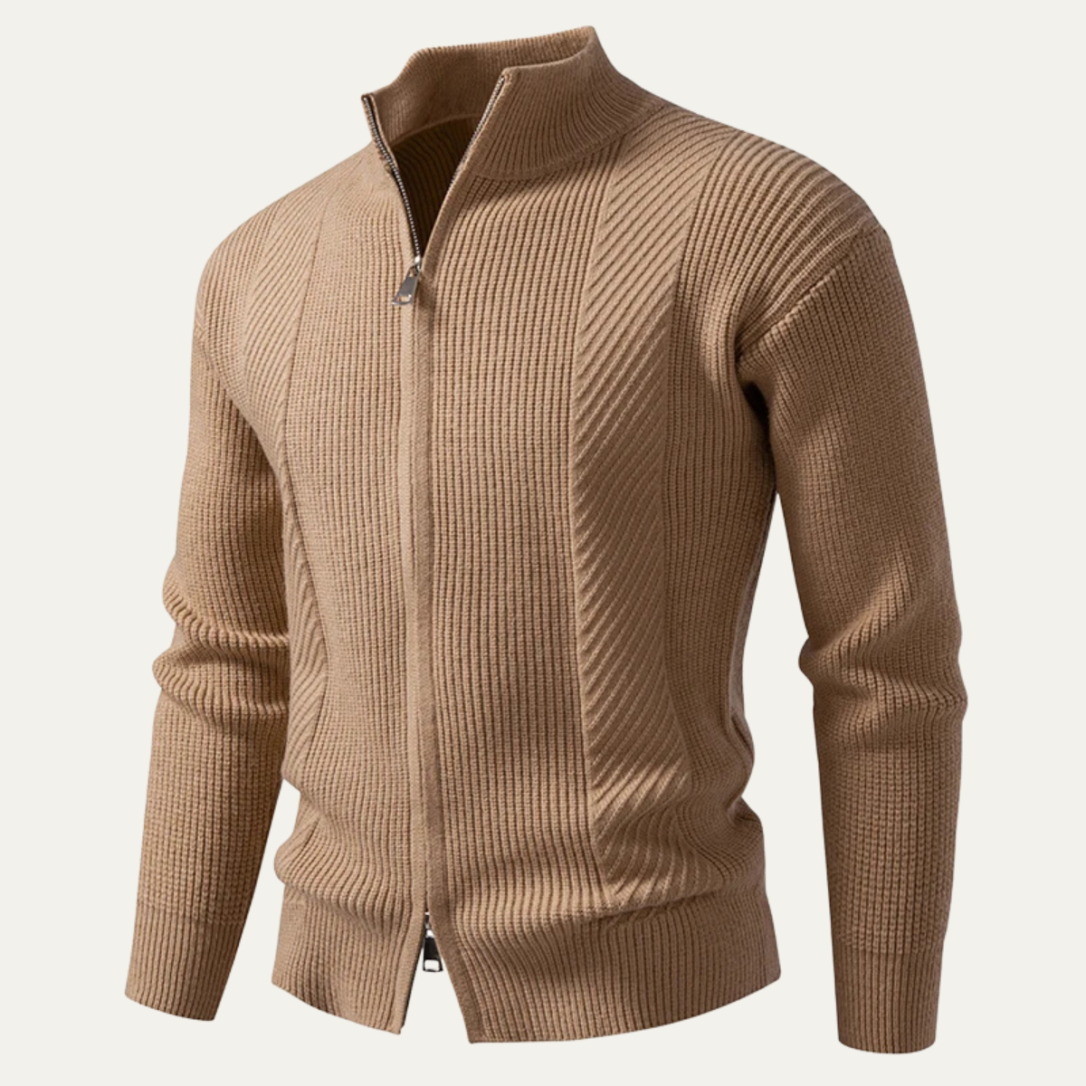 The Cisternino Men’s Smart Casual Ribbed  Zip Up Knit Cardigan 0