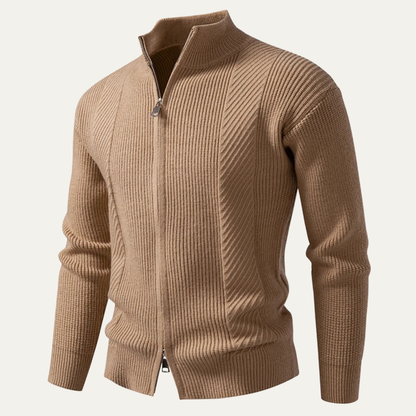 The Cisternino Men’s Smart Casual Ribbed  Zip Up Knit Cardigan 0