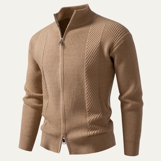 The Cisternino Men’s Smart Casual Ribbed  Zip Up Knit Cardigan 0