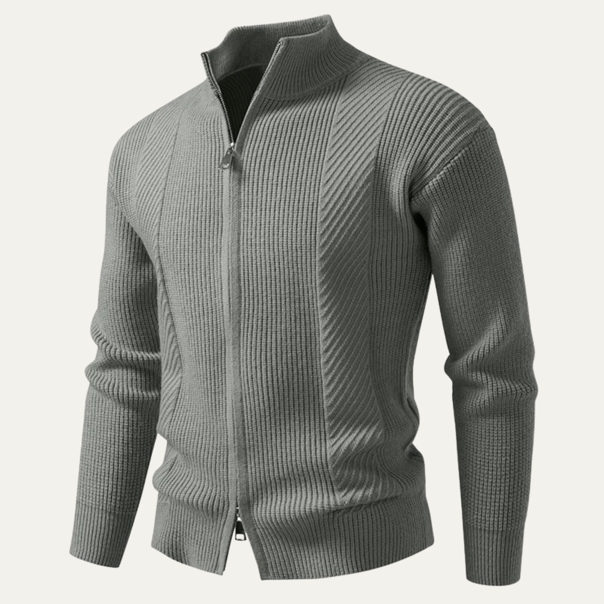 The Cisternino Men’s Smart Casual Ribbed  Zip Up Knit Cardigan 3