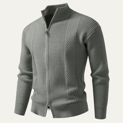 The Cisternino Men’s Smart Casual Ribbed  Zip Up Knit Cardigan 3