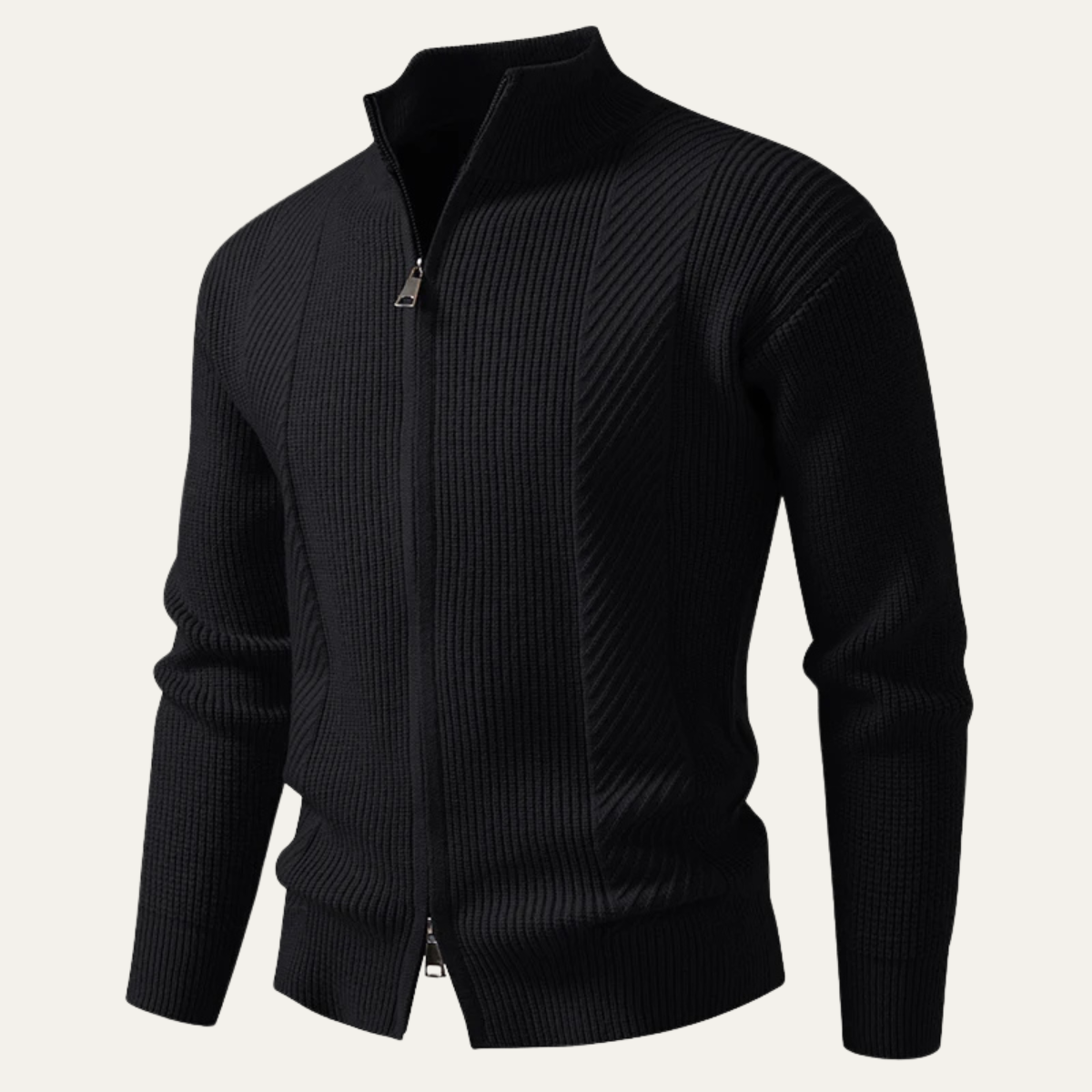 The Cisternino Men’s Smart Casual Ribbed  Zip Up Knit Cardigan 4