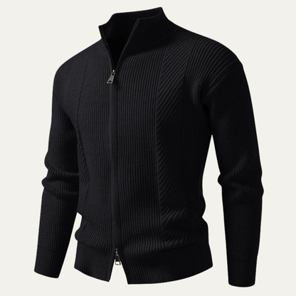 The Cisternino Men’s Smart Casual Ribbed  Zip Up Knit Cardigan 4
