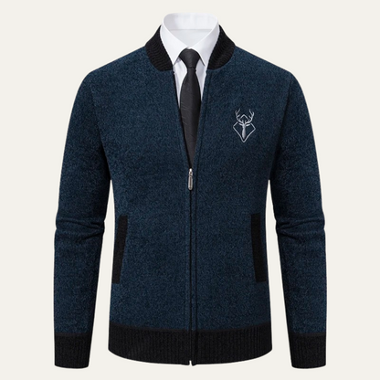 The Clapham Men's Embroidered Smart Knit Zip Cardigan 0