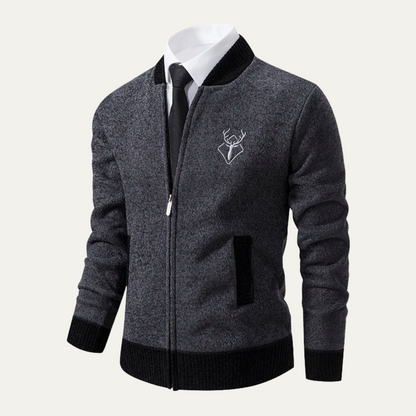 The Clapham Men's Embroidered Smart Knit Zip Cardigan 3