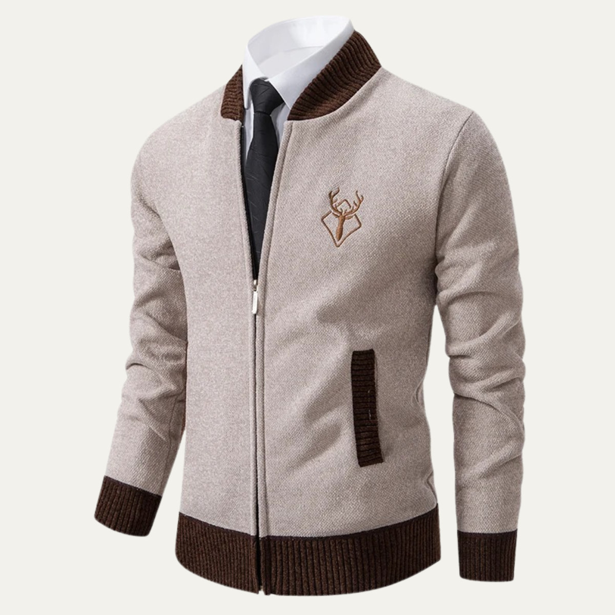 The Clapham Men's Embroidered Smart Knit Zip Cardigan 4
