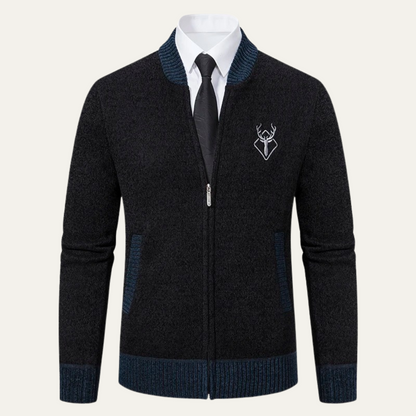 The Clapham Men's Embroidered Smart Knit Zip Cardigan 7