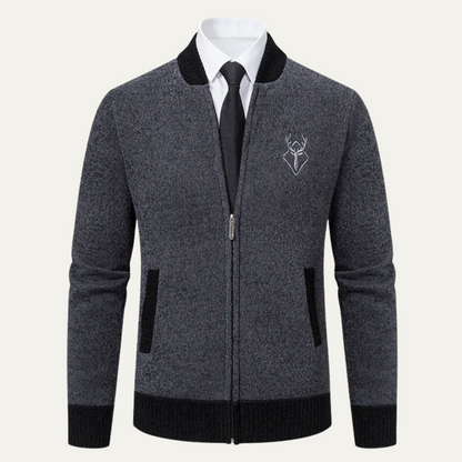 The Clapham Men's Embroidered Smart Knit Zip Cardigan 8
