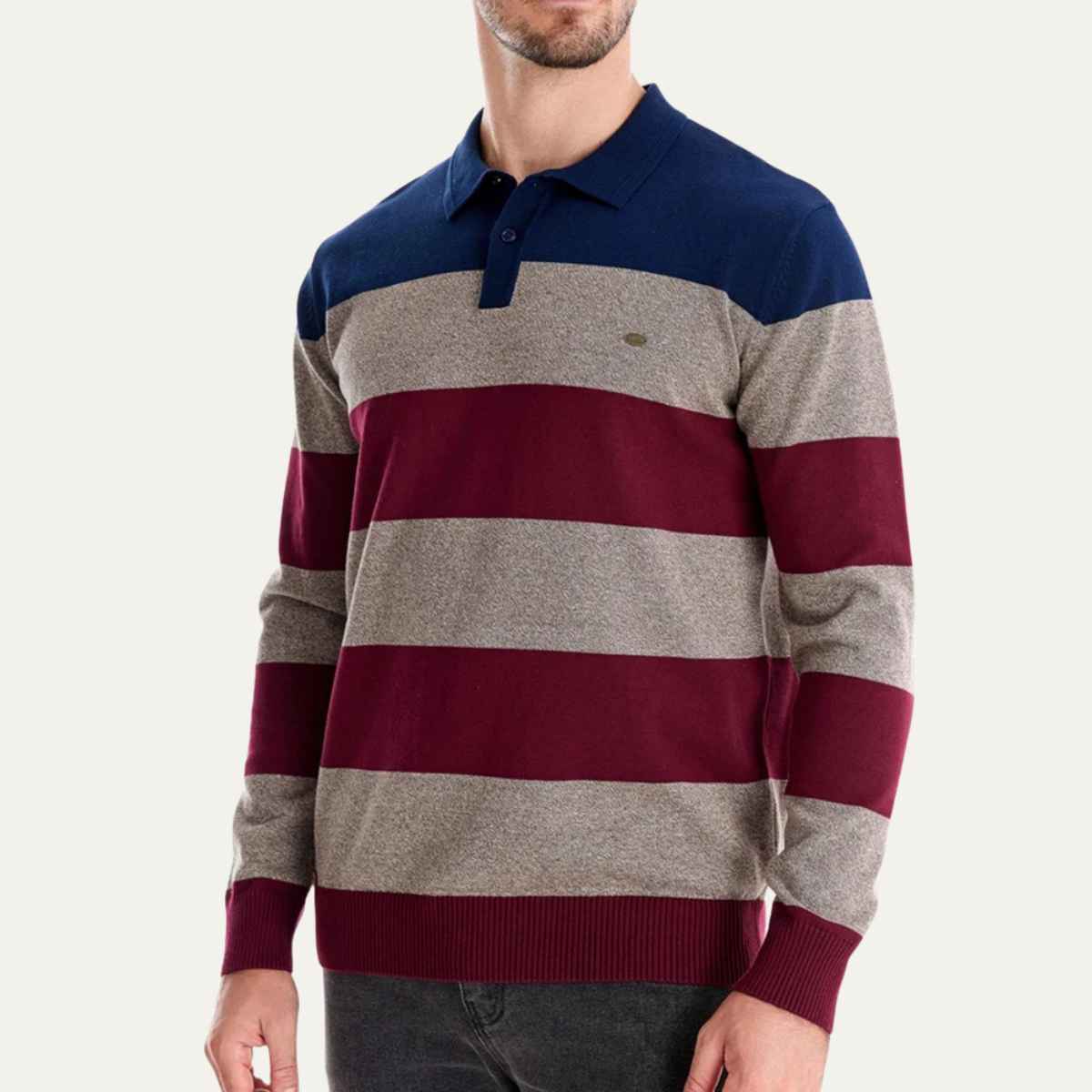 The Colchester Men’s Casual Striped Polo Knit Jumper 1
