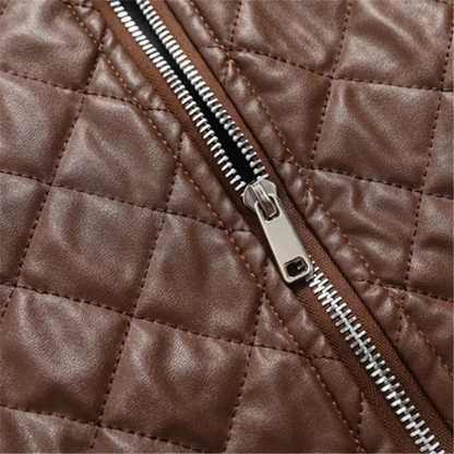 The Colfosco Men’s Winter Quilted Leather Bomber Jacket 3