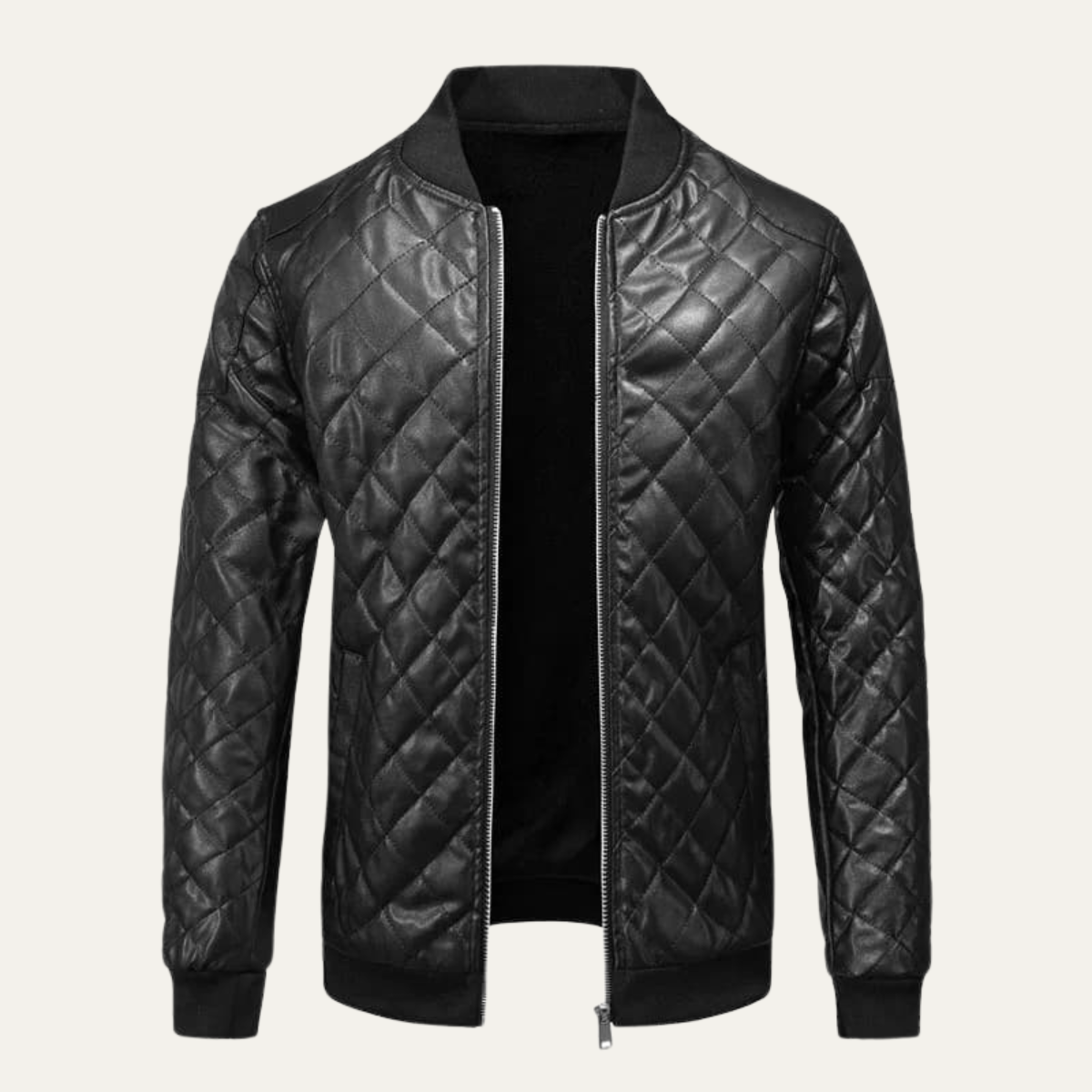 The Colfosco Men’s Winter Quilted Leather Bomber Jacket 4