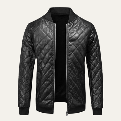 The Colfosco Men’s Winter Quilted Leather Bomber Jacket 4