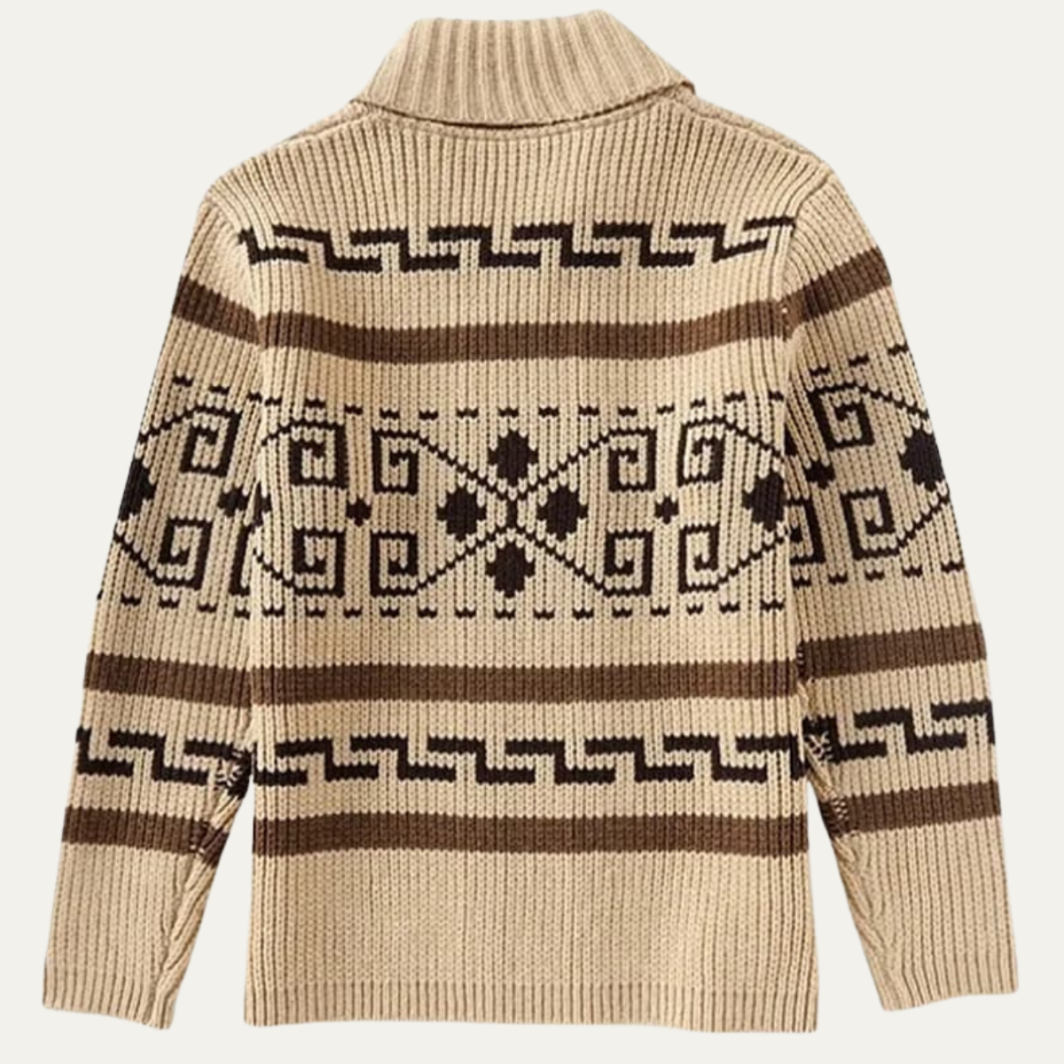 The Corvara Men’s Winter Shawl Collar Cardigan with Aztec Pattern 2