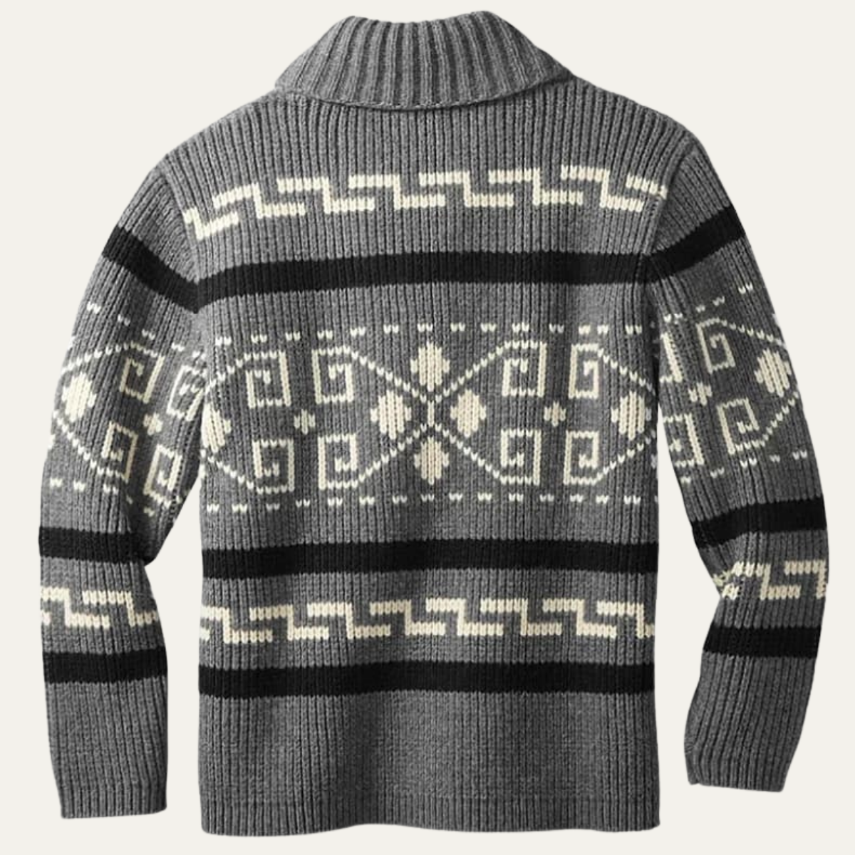 The Corvara Men’s Winter Shawl Collar Cardigan with Aztec Pattern 3