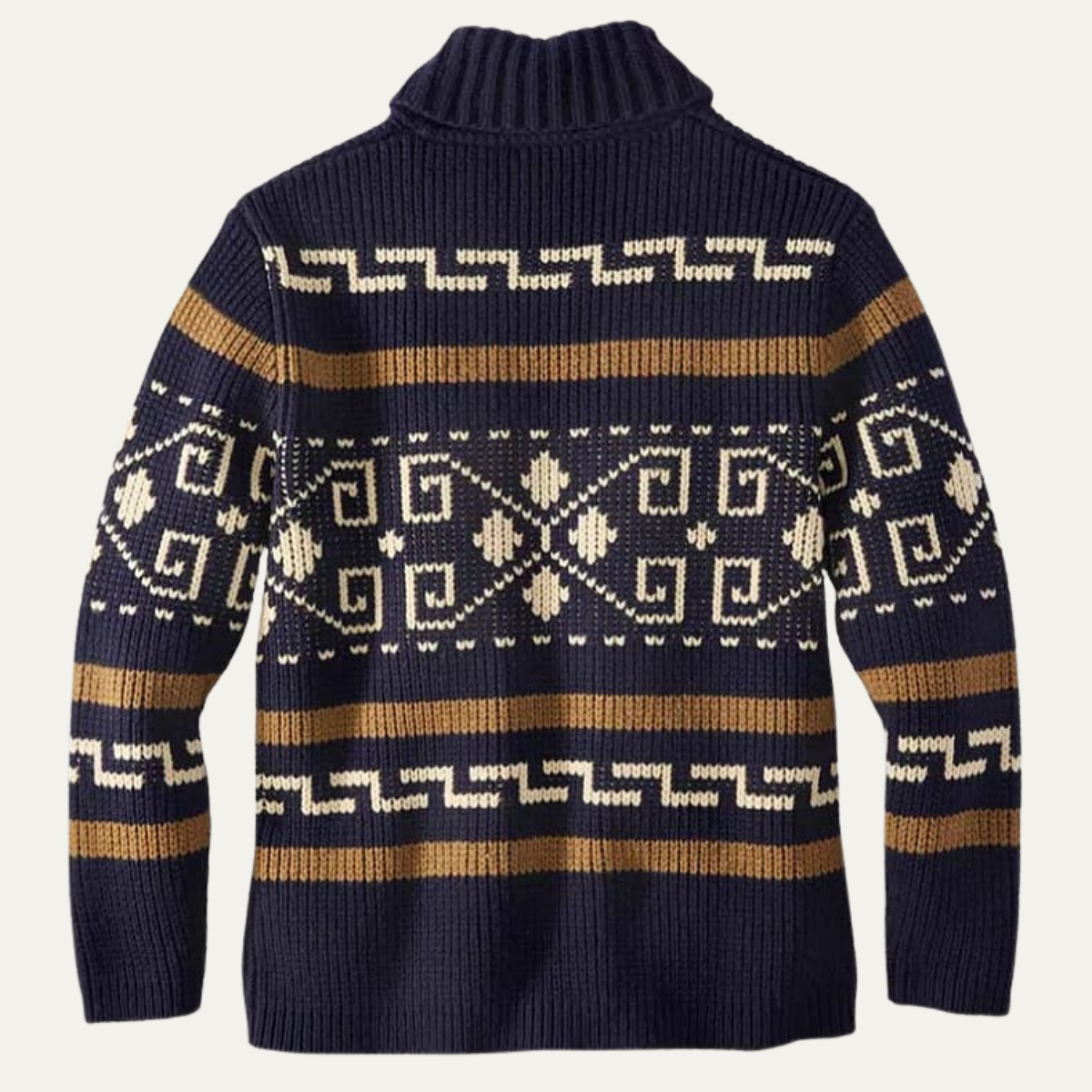 The Corvara Men’s Winter Shawl Collar Cardigan with Aztec Pattern 4