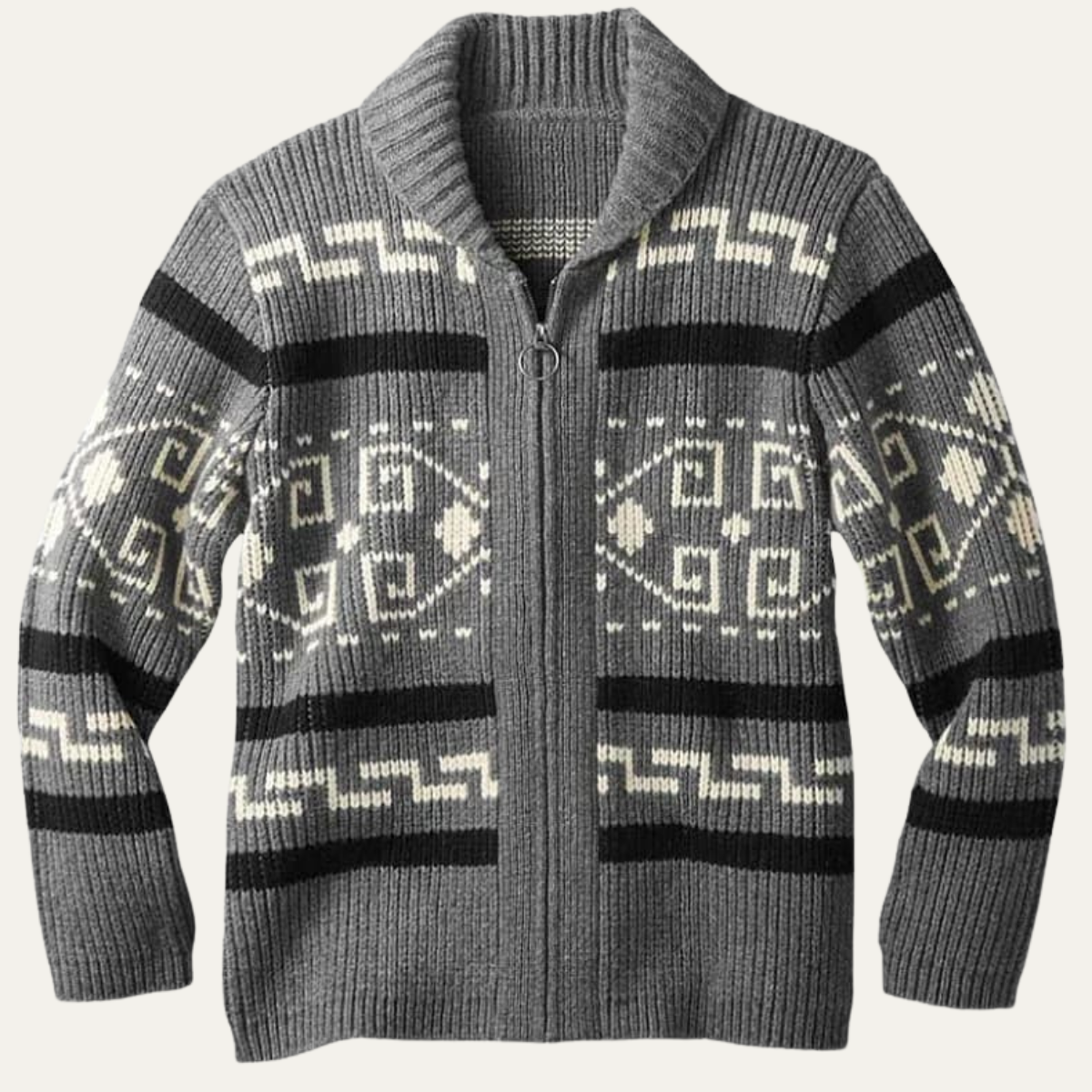 The Corvara Men’s Winter Shawl Collar Cardigan with Aztec Pattern 5