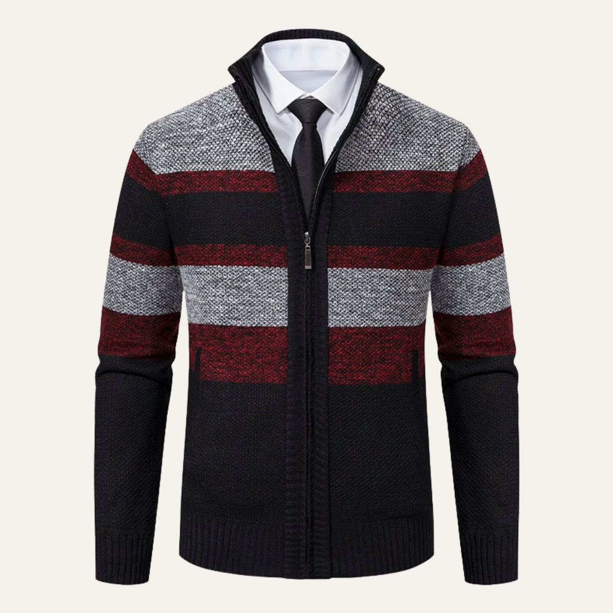 The Desenzano Men’s Knit Winter Striped Zip Cardigan 0