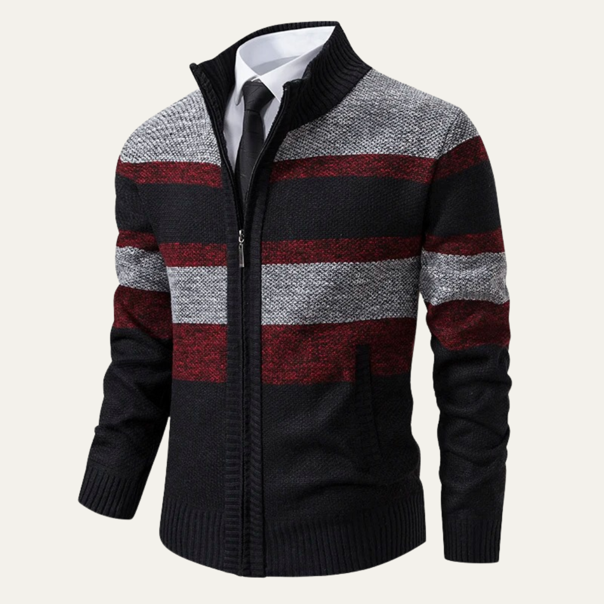 The Desenzano Men’s Knit Winter Striped Zip Cardigan 2