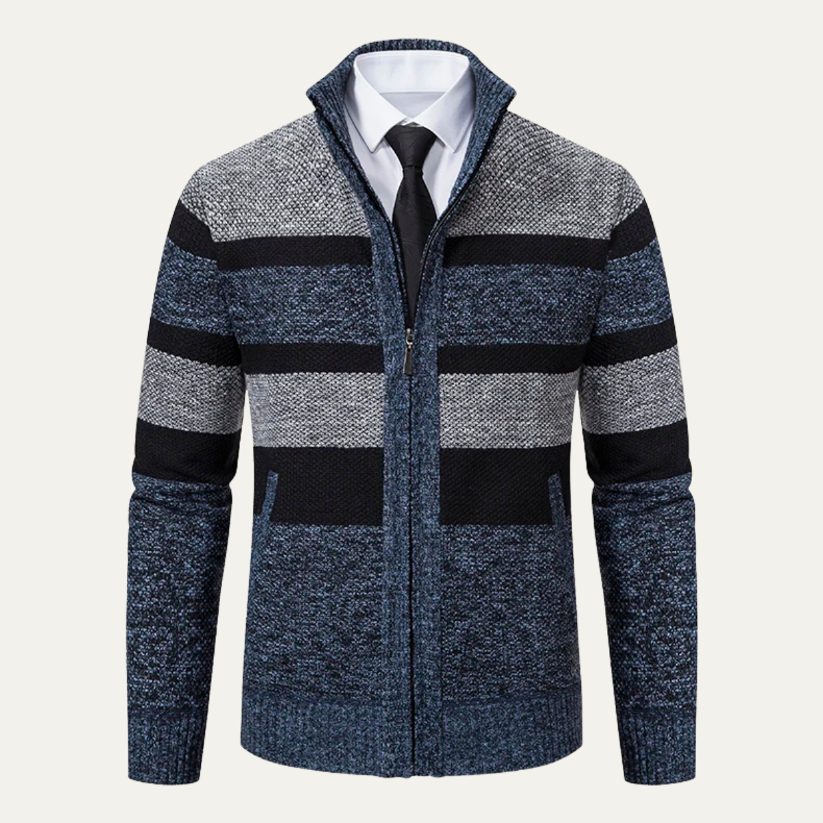 The Desenzano Men’s Knit Winter Striped Zip Cardigan 4