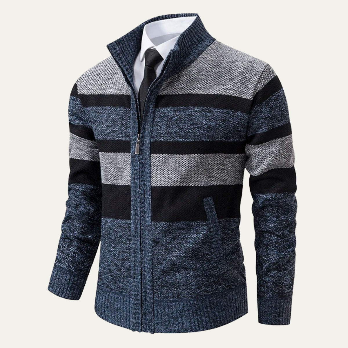 The Desenzano Men’s Knit Winter Striped Zip Cardigan 6