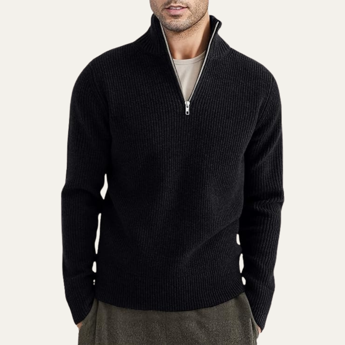 The Edinburgh Men’s Quarter Zip Ribbed Knit Casual Jumper 0