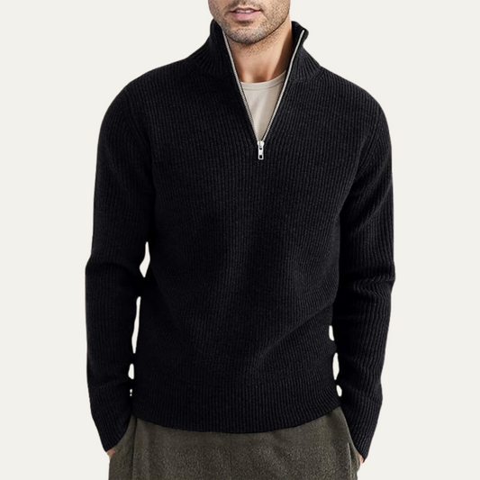 The Edinburgh Men’s Quarter Zip Ribbed Knit Casual Jumper 0