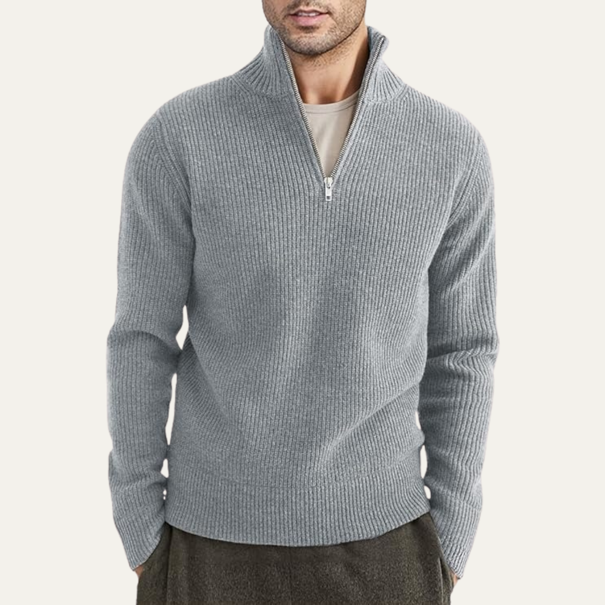 The Edinburgh Men’s Quarter Zip Ribbed Knit Casual Jumper 2