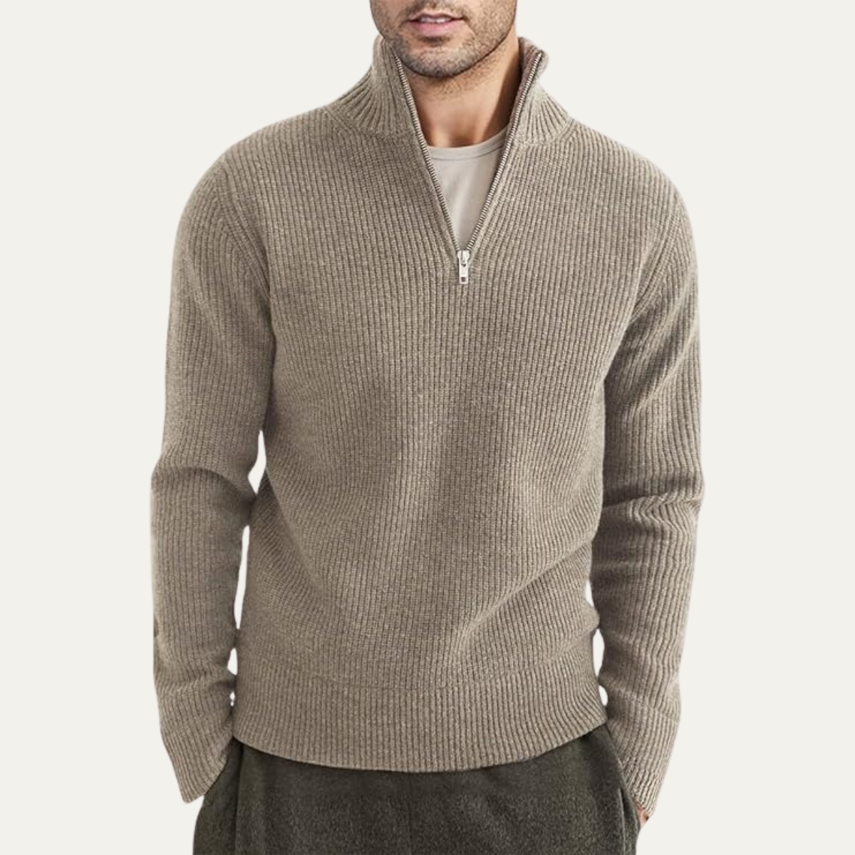 The Edinburgh Men’s Quarter Zip Ribbed Knit Casual Jumper 3