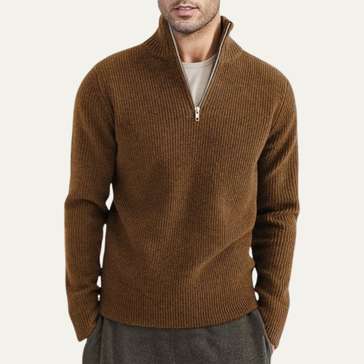 The Edinburgh Men’s Quarter Zip Ribbed Knit Casual Jumper 4