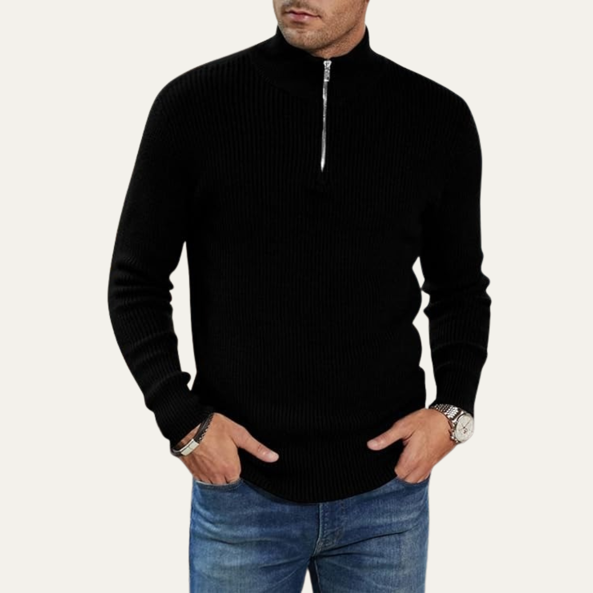 The Edinburgh Men’s Quarter Zip Ribbed Knit Casual Jumper 5