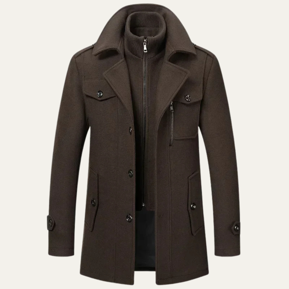 The Fasano Men's Smart Lapel Wool Blend Winter Coat 7