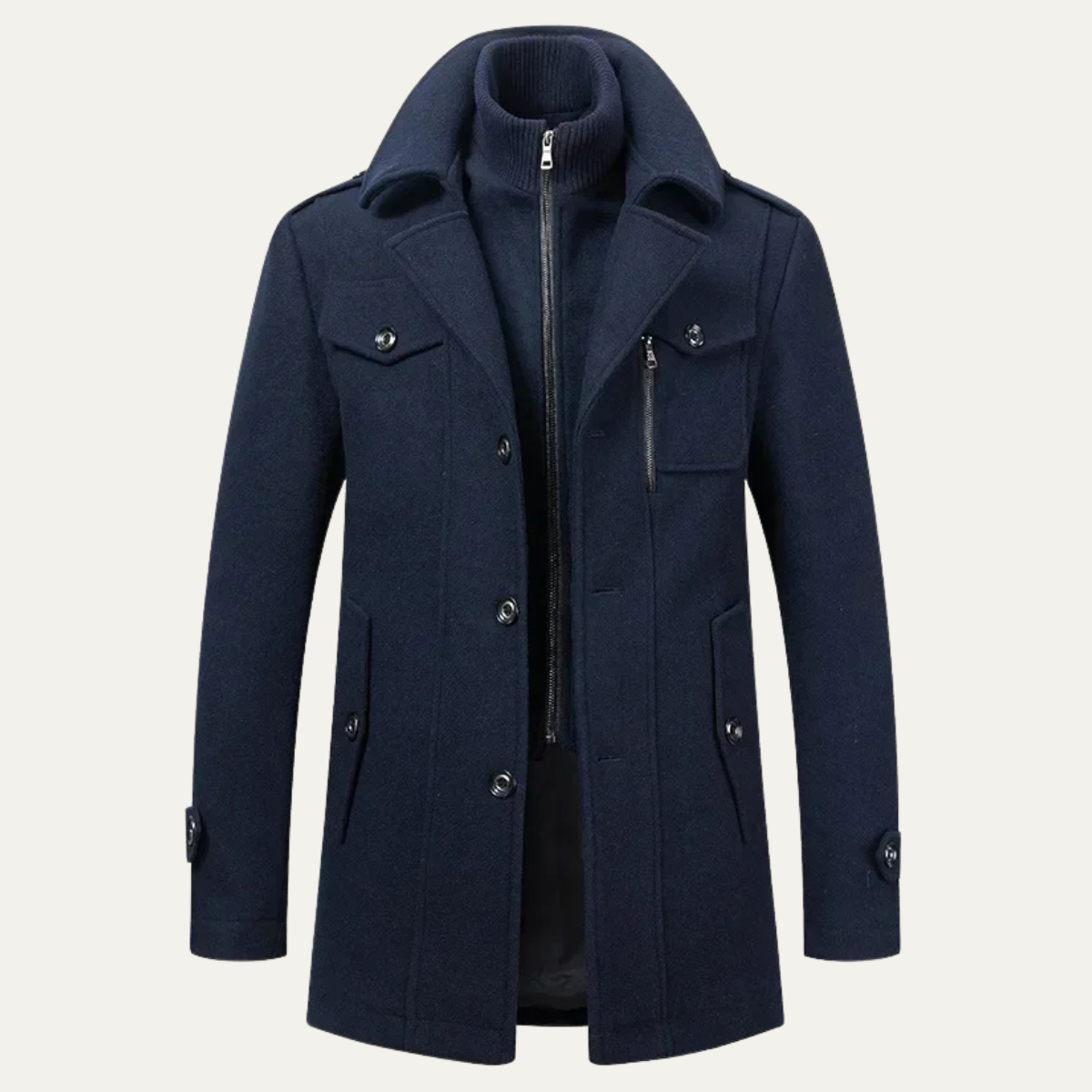 The Fasano Men's Smart Lapel Wool Blend Winter Coat 8